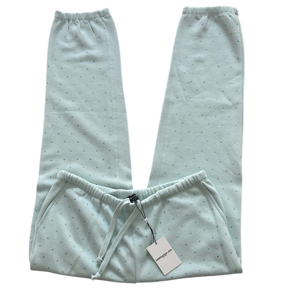 Generation Love Rowe Crystal Jogger Sweatpants Bejeweled Blue NWT Women’s Medium - Picture 1 of 11